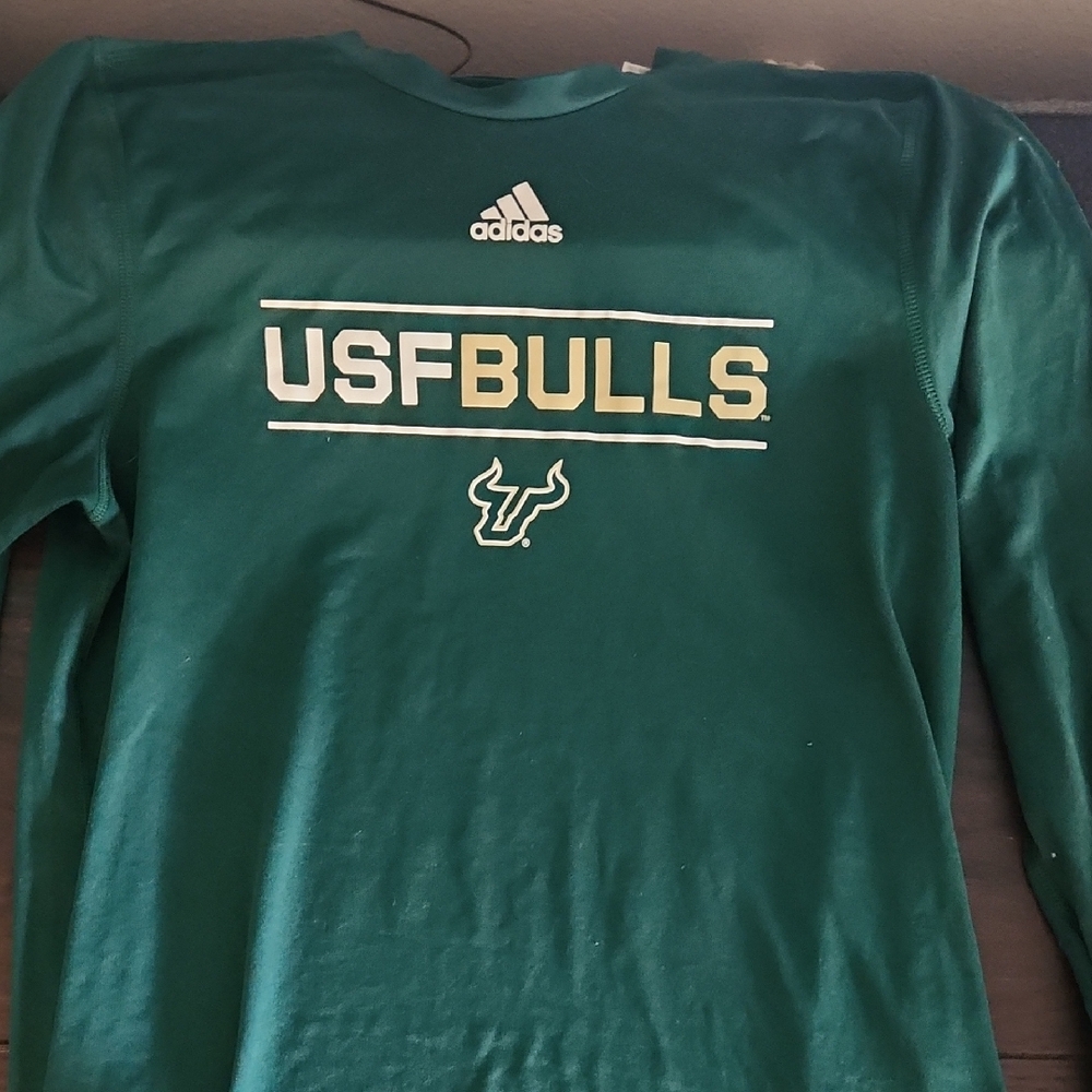 adidas Green Long Sleeve Performance Tee